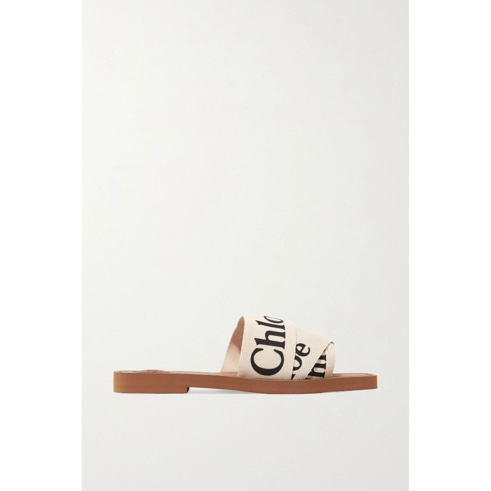 Chloé Brown Leather Slide Sandals with Cream Logo Straps - Picture 12 of 15